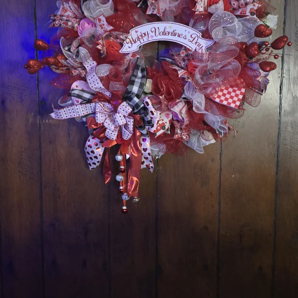 Valentine's Day Red and White Wreath